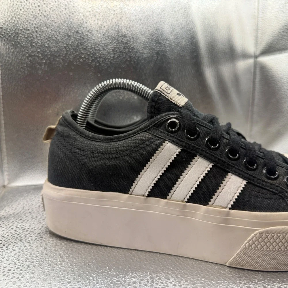 Size 9 Adidas Nizza Platform Sneakers Womens Black Good Canvas Low Top FV5321